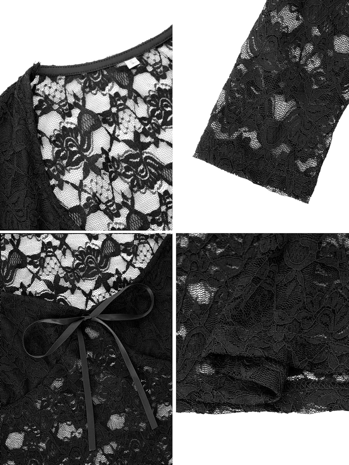 Ahtyeo Womens Long Sleeve Going Out Tops Lace V Neck Mesh Sheer Crop Shirts Sexy Cute Y2K Trendy Outfits - Image 7