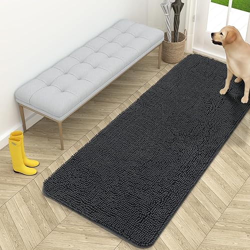 OLANLY Tapete para puerta de perro para patas fangosas, absorbe la humedad y la suciedad, absorbente, antideslizante, lavable, de microfibra de