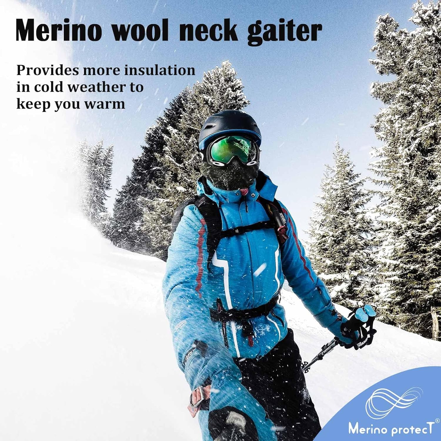 Merino Protect Merino Wool Neck Gaiter Unisex Breathable Face Mask Lightweight Neck Warmer Motorcycle Hiking Hunting - Image 3