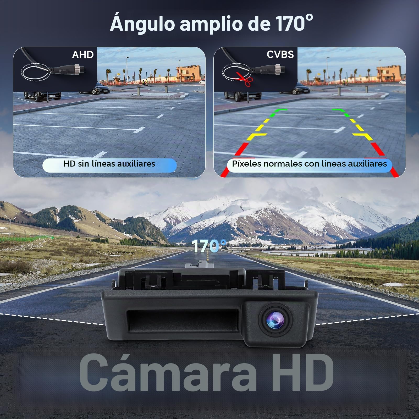 Hodozzy Cámara para Vehículo de Visión Trasera Impermeable, Angular de 170° y Visión Nocturna Cámara de Respaldo para VW Passat/Touareg/Tiguan/Sharan, Audi A3 S3 A4L/Q7, Skoda Superb/Octavia
