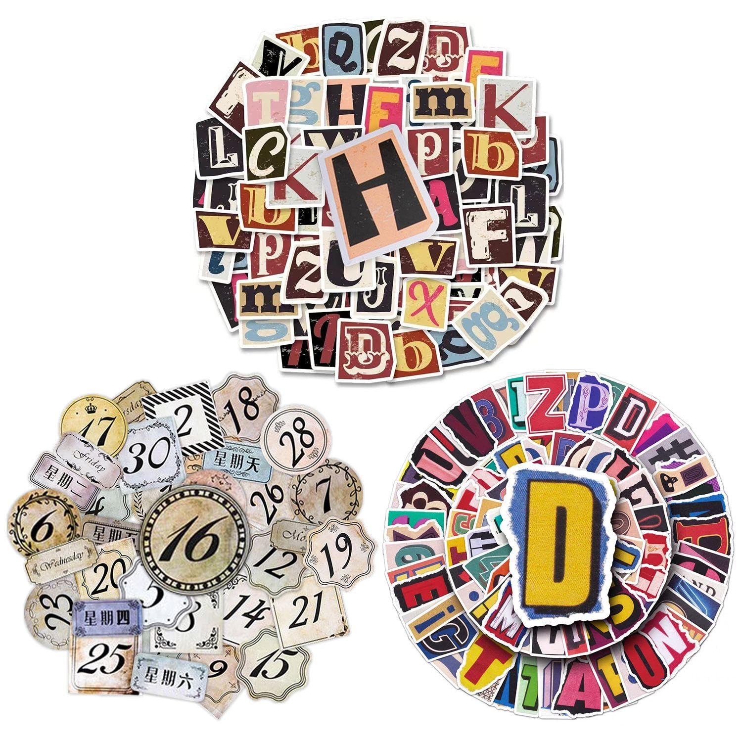 Ffdhwu Color 197 Letter Stickers, Retro Stickers, Scrapbook Stickers, Fun Stickers For Decorating Guitars, Skateboards, And Phone Cases