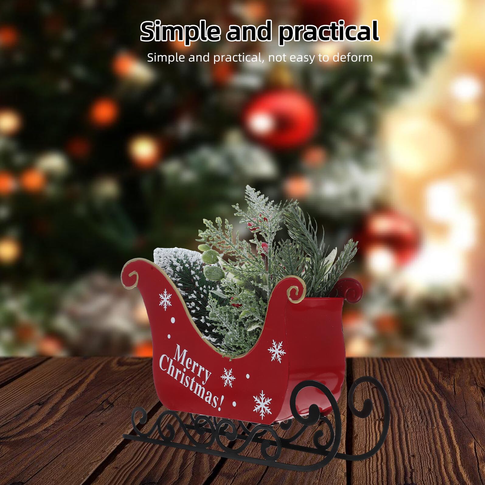 OUNONA Weihnachtsschlitten aus Metall Tischdekoration Weihnachtsdeko für Innen Kompakt und Bruchfest