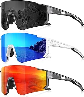 Paquete de 3 lentes de sol polarizados para hombres y mujeres, gafas de sol deportivas para hombre con protección UV400 para béisbol, ciclismo, correr