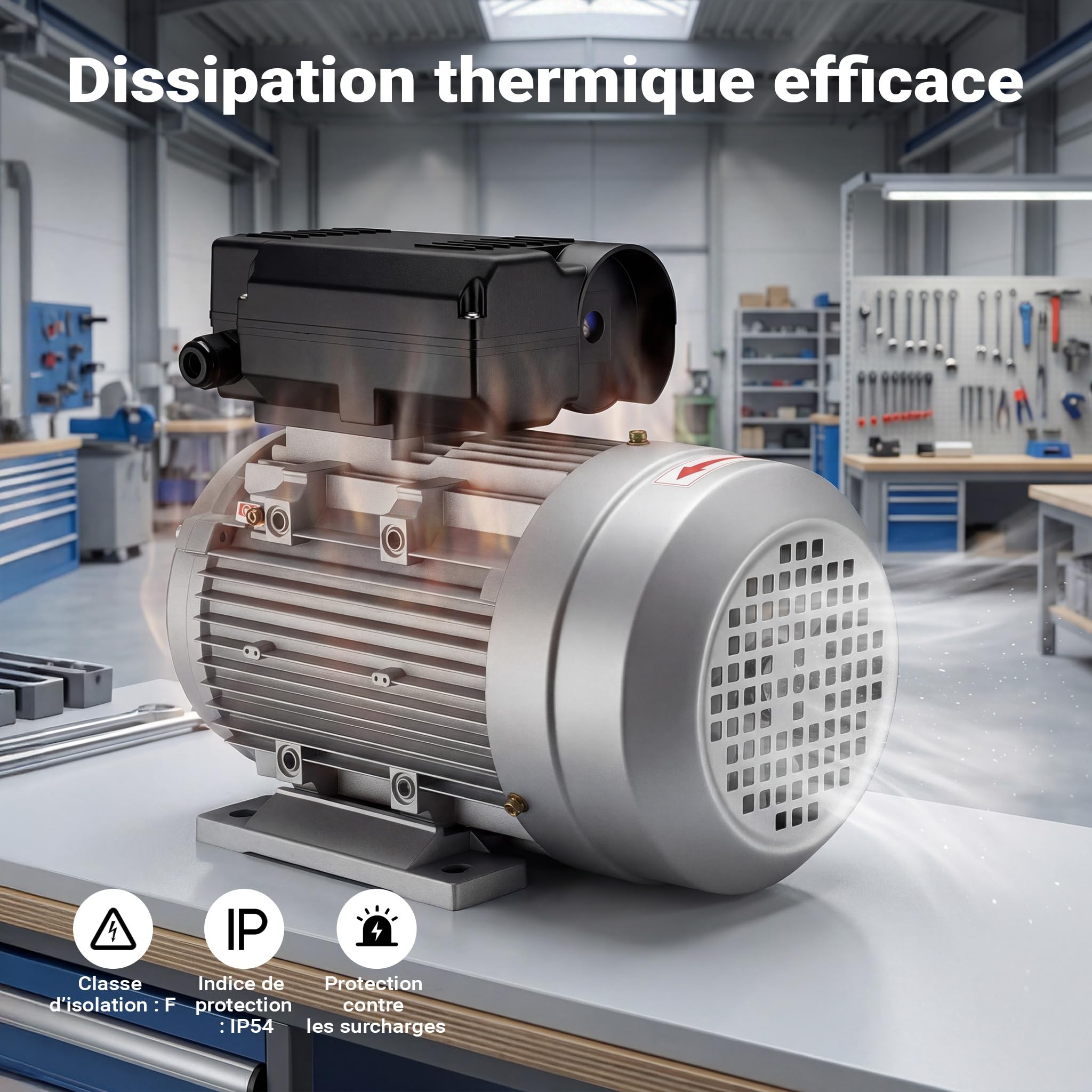 Wiltec Moteur électrique monophasé 2 pôles – 230 V, 2,2 kW (3 CV), 2850 tr/min – avec Condensateur de démarrage et Bobinage en aluminium – Moteur asynchrone
