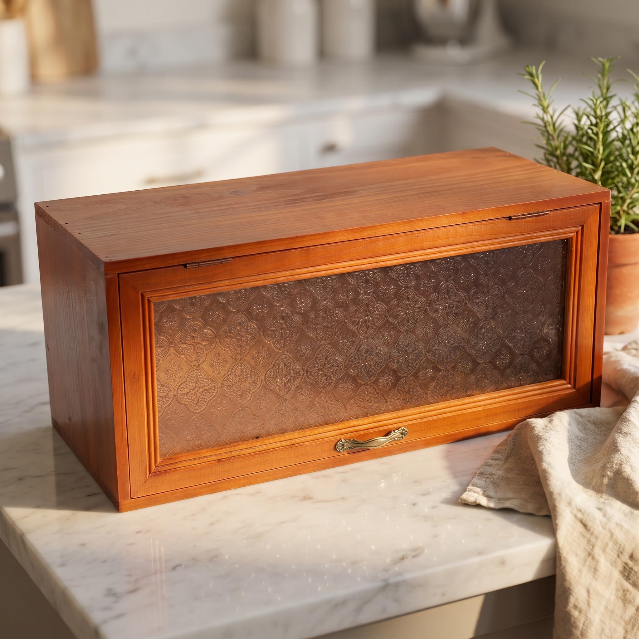 BESTOYARD Scatola Organizer da Tavolo in Legno Vintage Finestra in Vetro
