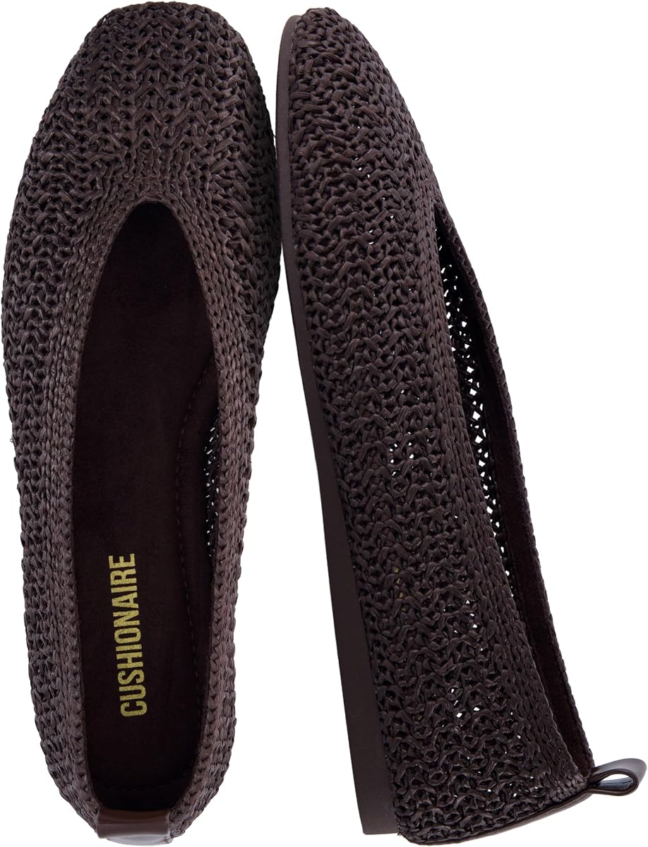 Gilt Woven Ballet Flats for Women, Lightweight Knit Flats with Memory Foam and Pull On Tab