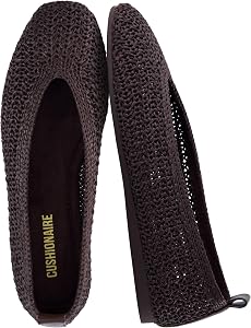 CUSHIONAIRE Gilt Woven Ballet Flats for Women, Lightweight Knit Flats with Memory Foam and Pull On Tab