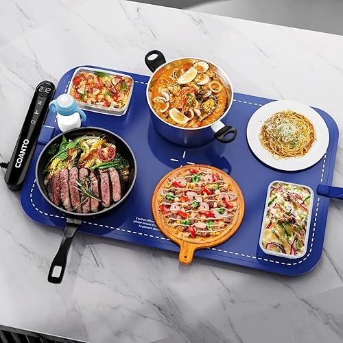 Miniatura 9 de Tapete de calentamiento para alimentos, bandeja de calentamiento impermeable para fiestas de buffets, calentador de alimentos con 7 ajustes de