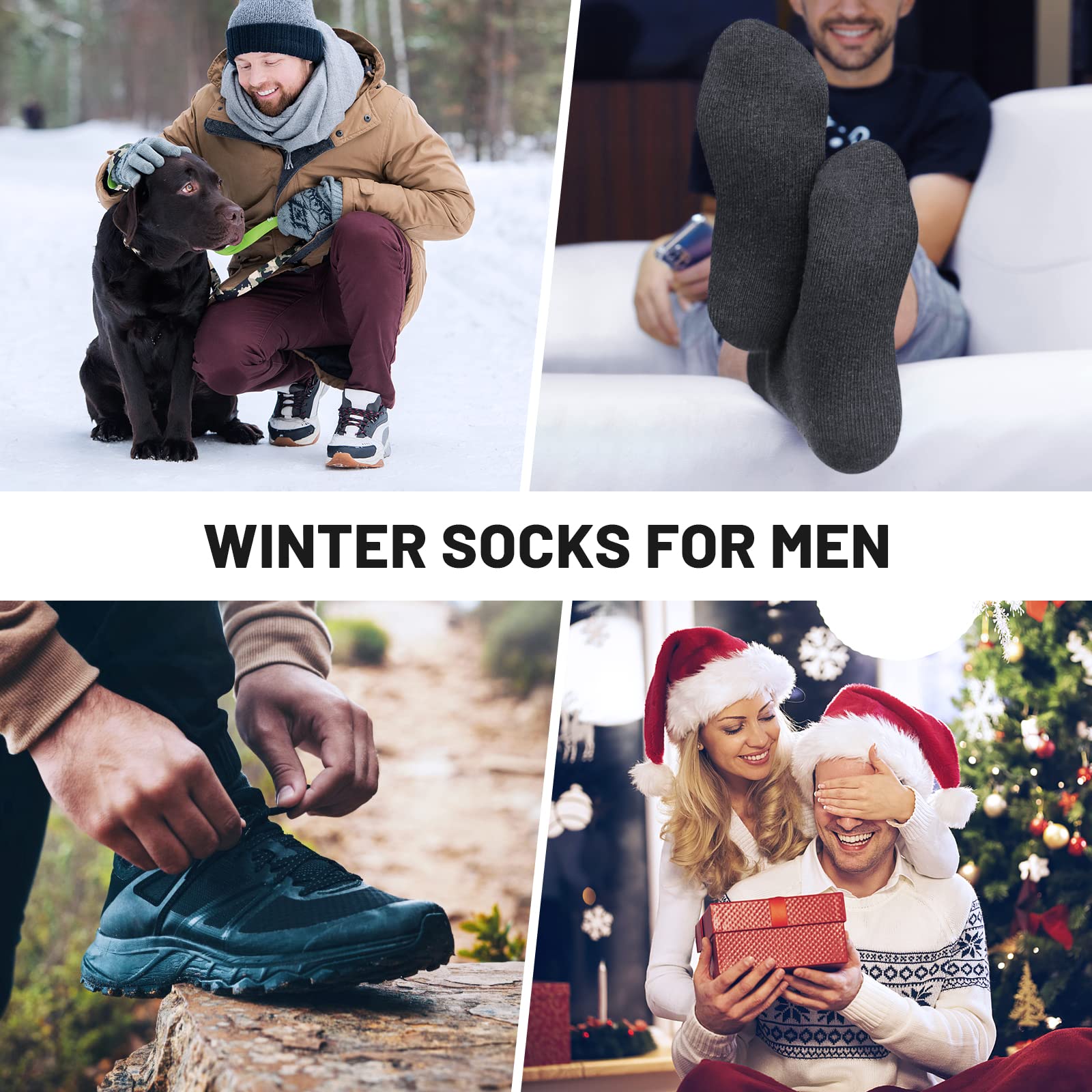 SIMIYA 5 Pairs Merino Wool Socks for Men, Thick Winter Wool Hiking Socks, Warm Breathable Crew Mens Socksï¼Ë†Fit USA Size 7-13 4