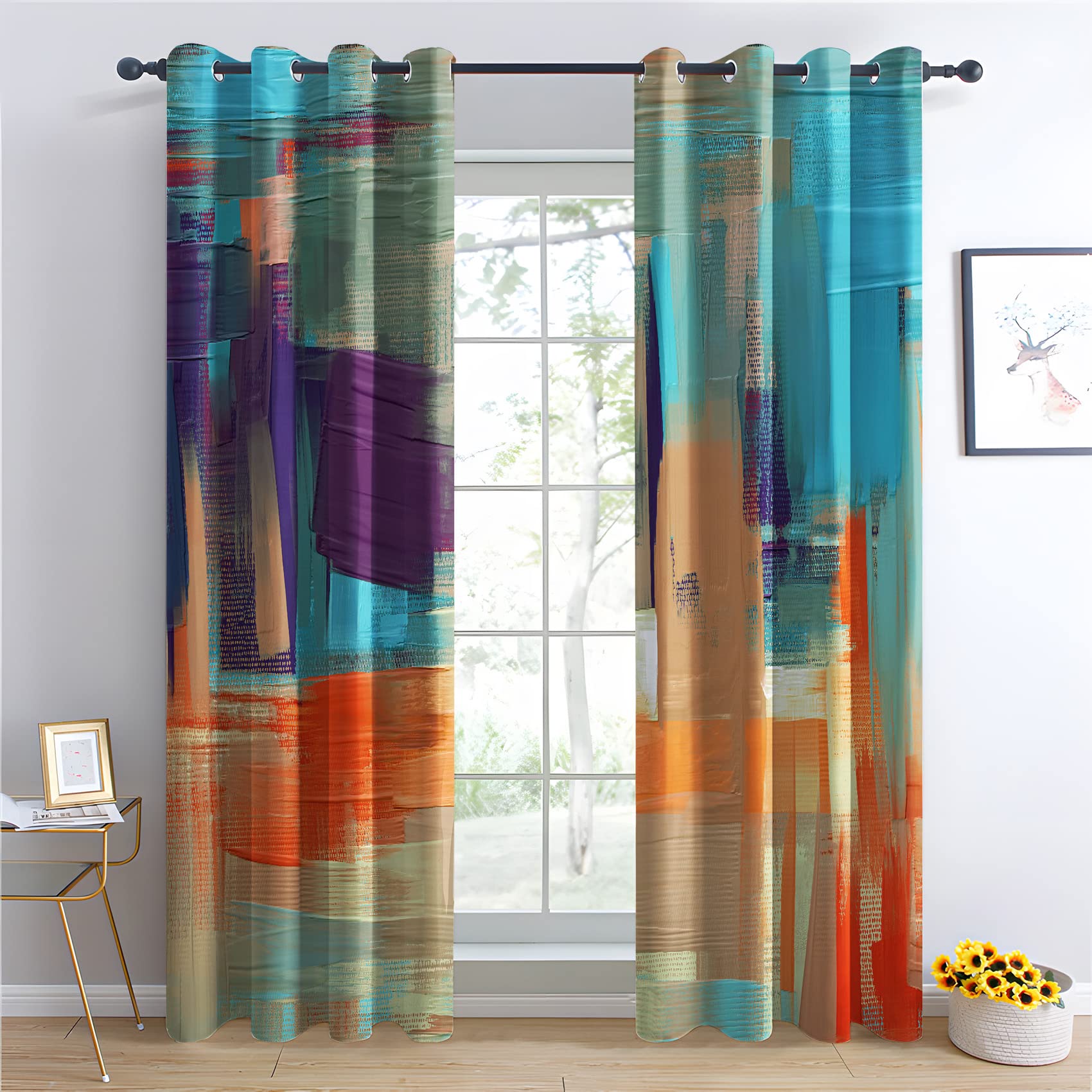 Cortinas opacas BUKITA para dormitorio y salón con elegante diseño abstracto
