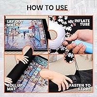 Vista 6 de Tapete enrollable para rompecabezas – 1500 1000 500 piezas, tapete para rompecabezas negro enrollable de fieltro, bandejas para guardar y clasificar