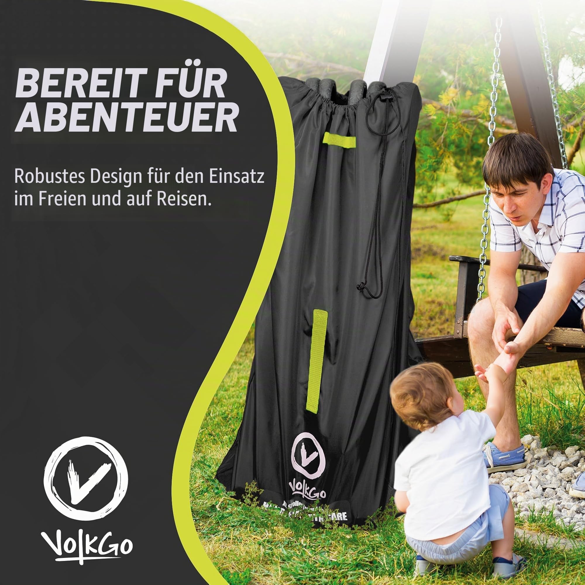 V VOLKGO Große Kinderwagentasche für Flugreisen, Schutz für Doppel- und Jogger-Kinderwagen, passt für die meisten Modelle, Gate-Check-Tasche, robust und wasserabweisend