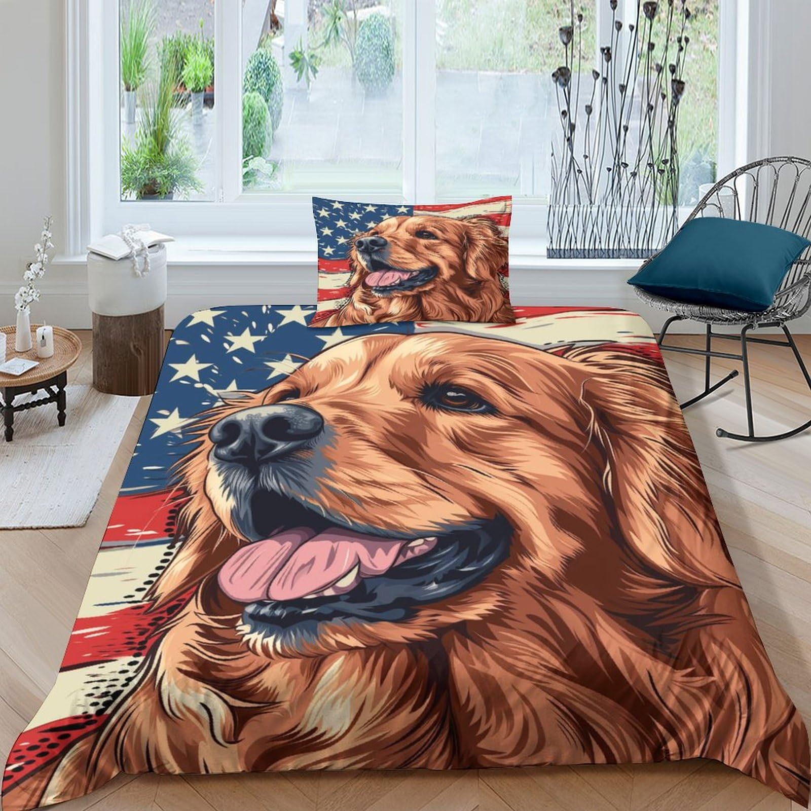 Taies et housse de couette Golden Retriever anti-acariens pour sommeil réparateur