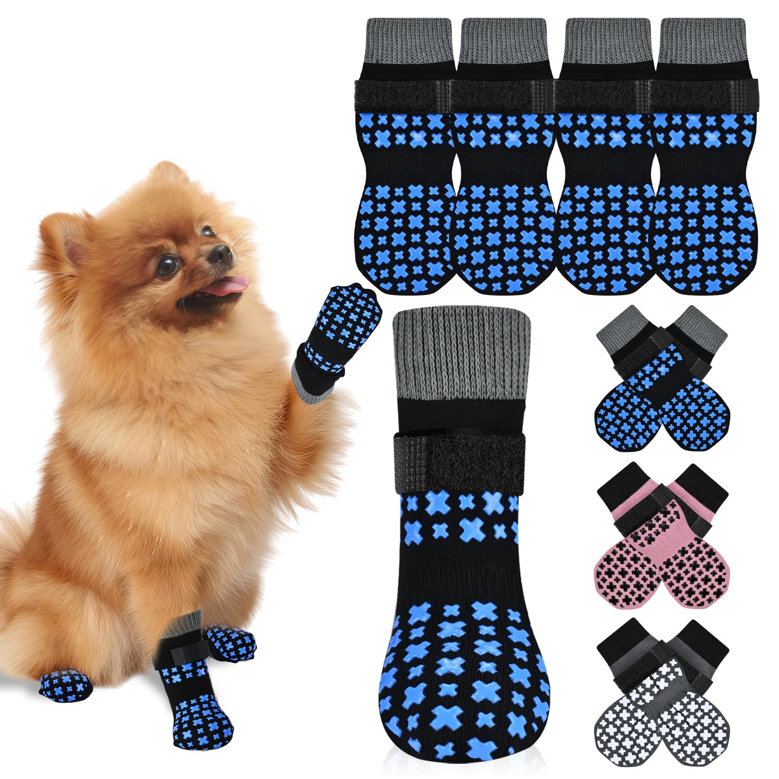 Non-Slip Dog Socks for Hardwood Floors Anti Slip Double-Sided Grippy Socks for Senior Dogs to Prevent Licking Paws, Scratching & Hot Pavement Premium Dog Paw Protector with Grippers Pink M — view 11