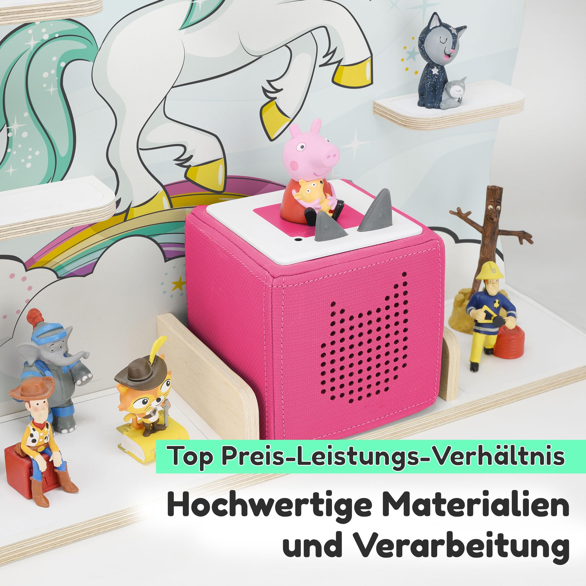 stadtecken Holzregal für Musikbox I Rakete, mittel I Geeignet für die