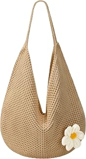 Premillow Crochet Beach Bags for Women, Summer Beach Tote Bag, Roomy Bag