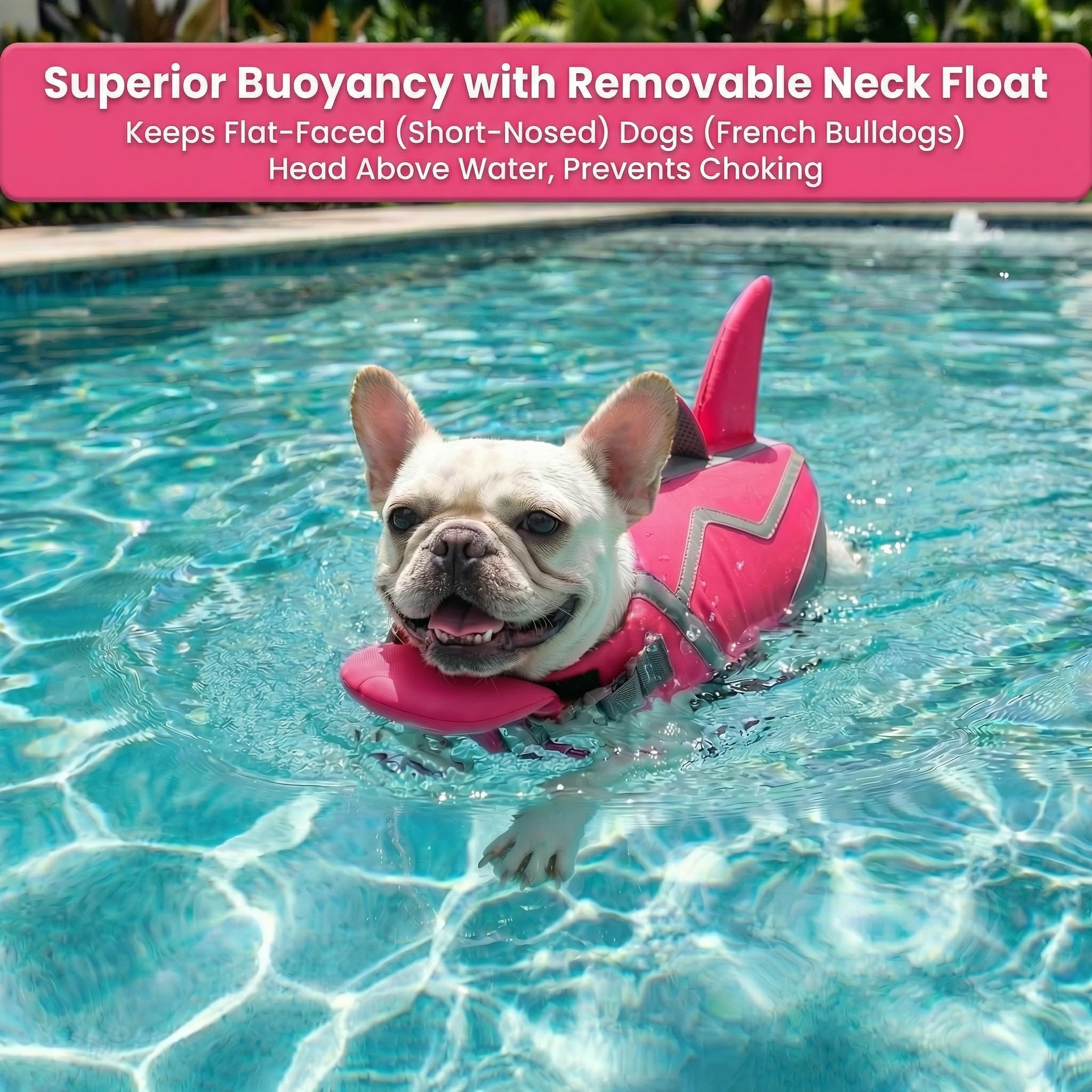 Doglay Gilet de sauvetage pour chien avec tour de cou amovible, flottabilité élevée réglable avec poignée de sauvetage pour la natation et le bateau pour chiens