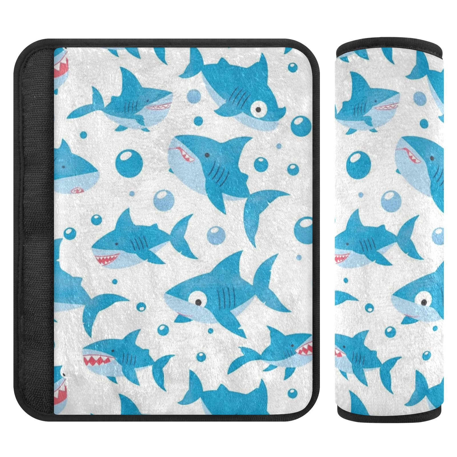 Seat Belt Covers 2 Pack Sharks Bubbles Car Seat Strap Covers Super Soft Waves Car Seat Neck Cover for Boys Girls Adults Babies M