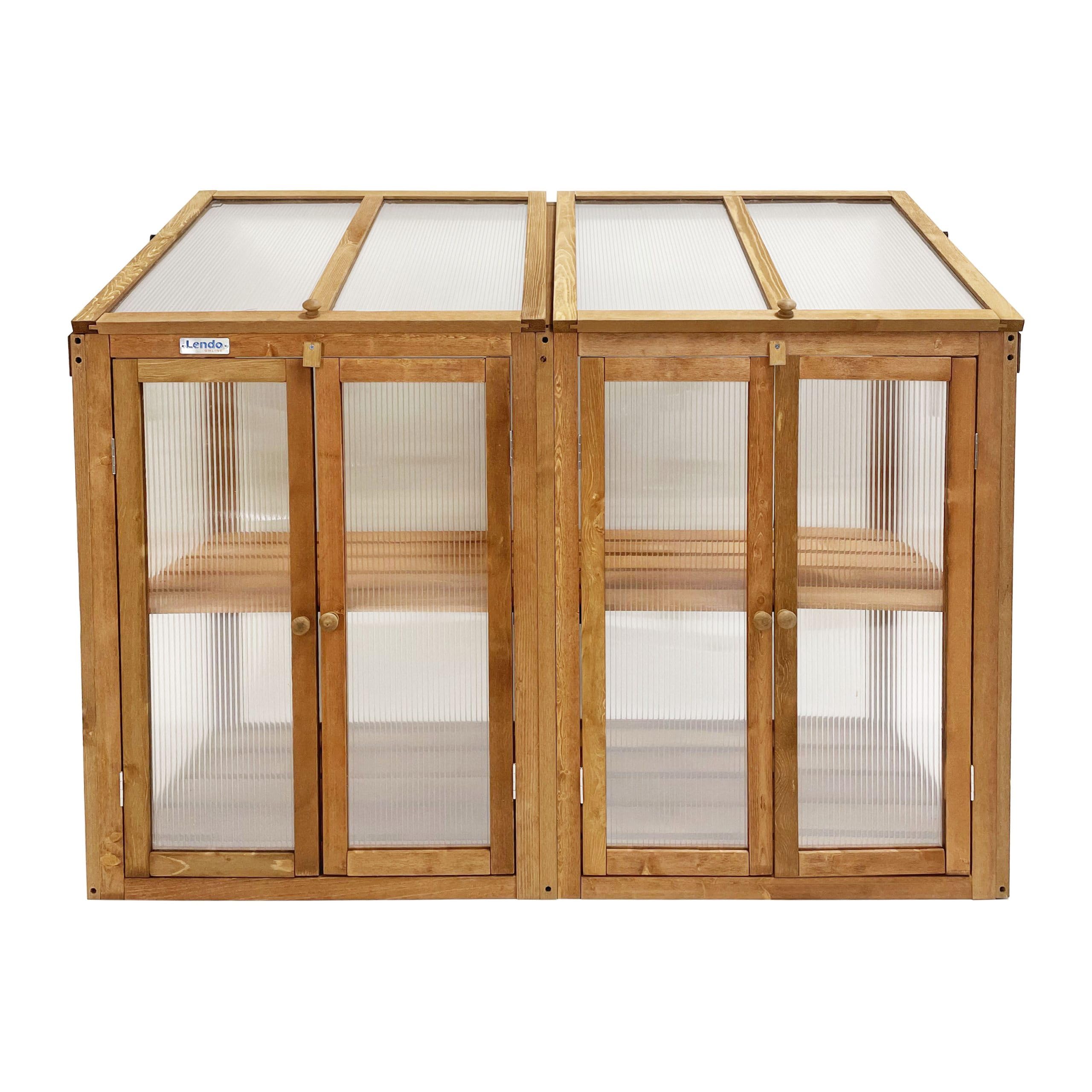 Serre de Jardin pour Fleurs Légumes Fruits - Mini Serre en Bois - Châssis de Jardin avec Toiture à 2 ou 4 Pans - Bois d'épicéa et Polycarbonate (120x49x97,5cm (Marron))