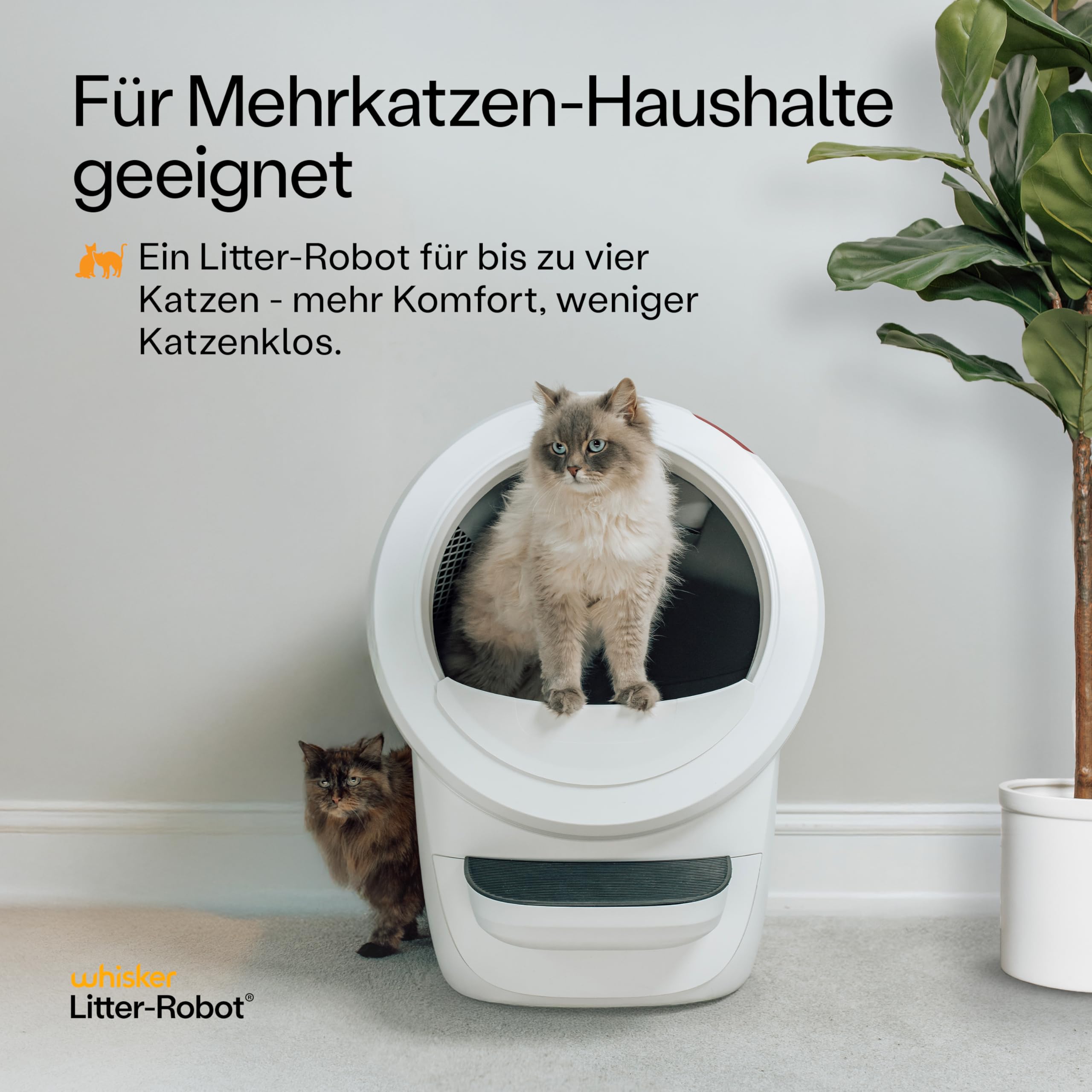 Litter-Robot 4 von Whisker, Weiß - Automatische, selbstreinigende Katzentoilette, hilft Gerüche zu reduzieren, funktioniert mit jedem klumpenden Streu
