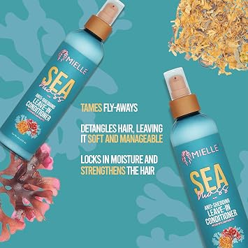 Mielle Organics Sea Moss Anti-Shedding Leave In Conditioner for Curly Hair - Moisturizing Leave In Treatment Spray to Detangle, Style and Refresh Curls (8 Oz)
