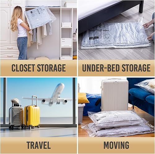 Miniatura 7 de TAILI - Paquete de 6 bolsas de almacenamiento al vacío con cremallera lateral larga, bolsas ahorradoras de espacio (3 L+3 extra grandes), bolsas de