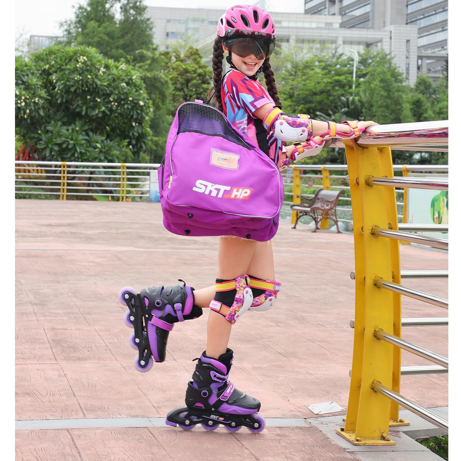 Roller Skate Bag With Adjustable Shoulder Strap For Kids And Adults To Hold Inline Skates And Knee Pads