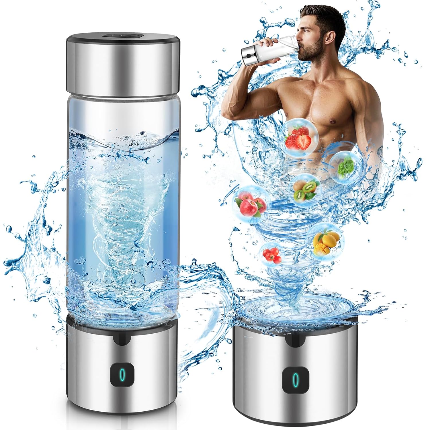 2025 New Hydrogen Water Bottle, Upgraded 16'OZ Hydrogen Water Bottle Generator with 4Th Generation SPE/PEM Tech-3Min UP to 2500PPB+, Rechargeable Hydrogen Water Machine for Home,Office Travel,Gift