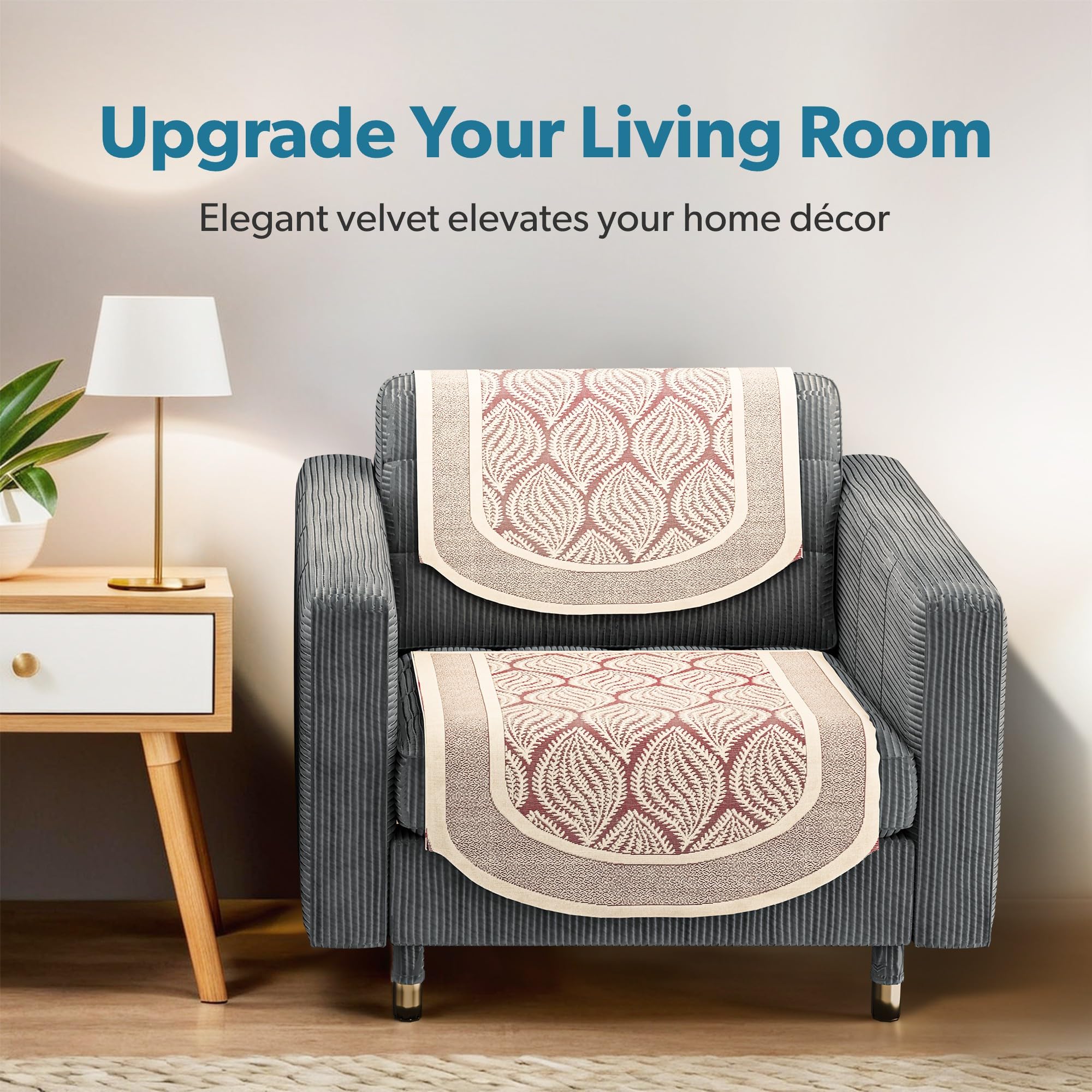 Stylish 5-Seater Sofa Covers - Maroon Cotton -6