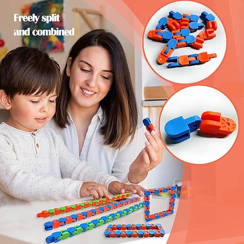 Miniatura 5 de Paquete de 6 juguetes para aliviar el estrés y la ansiedad, cadena giratoria, malla de mármol, pistas locas