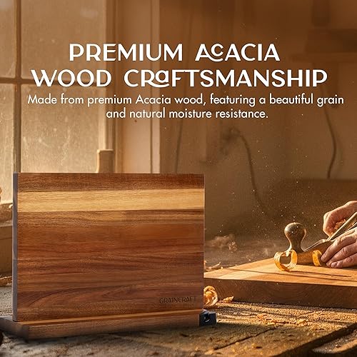 Miniatura 6 de Bloque magnético para cuchillos con afilador, soporte magnético para cuchillos de encimera, 3 soportes magnéticos de doble cara, base