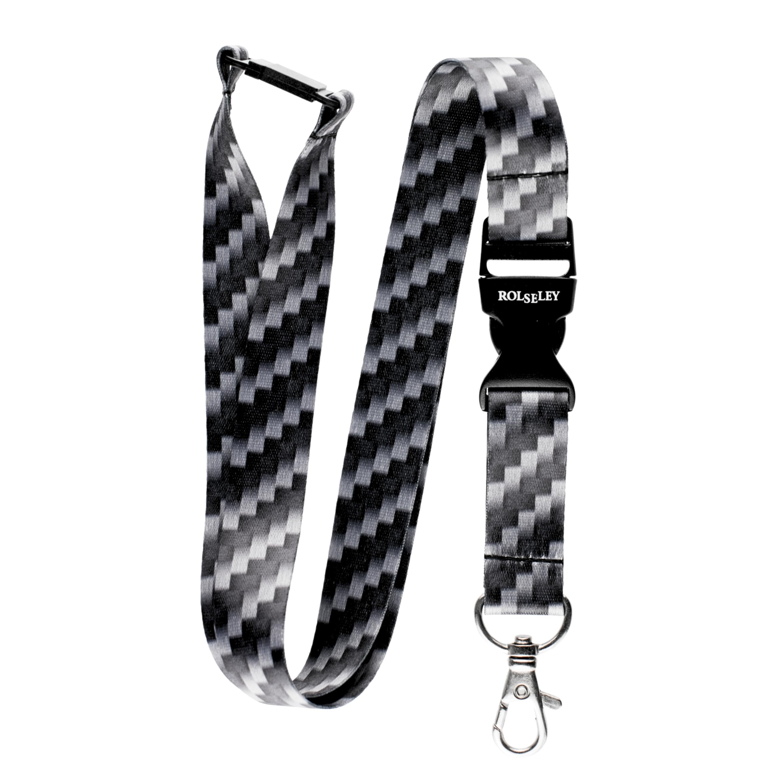 Rolseley Unisex Carbon Fiber Lanyard Neck Strap Pattern With Metal Lobster Claw Clip And Safety Breakaway For Id And Passes For Everyday Use At Office, School, Events
