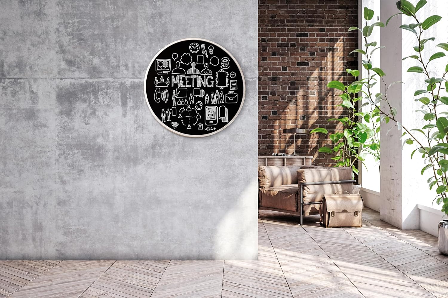 Better Office Products Large Round Magnetic Chalkboard with Wooden Frame for The Home & Office, 24"x24" with Mounting Hardware, 4-Piece Chalk Set, and Eraser Included (White Wash)