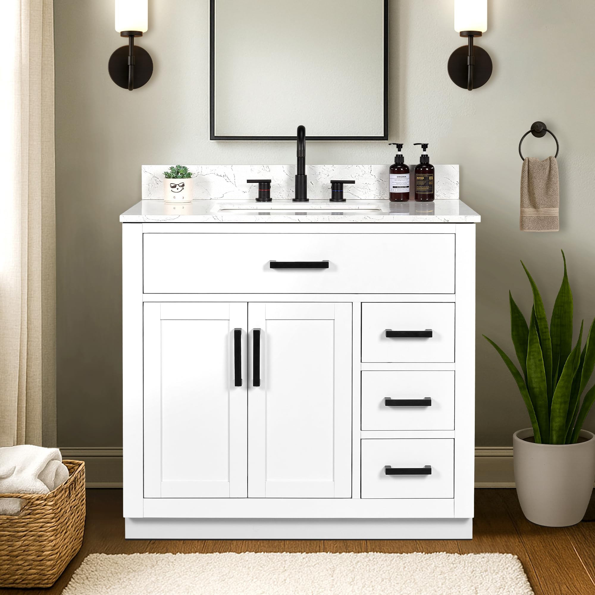 XWNE 36-inch White Bathroom Vanity with Sink