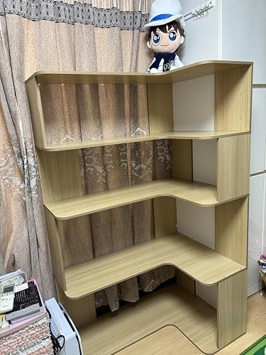 Amazon｜Timechee 本棚 6段 木製 幅90×奥行60×高さ208cm コーナー棚 大