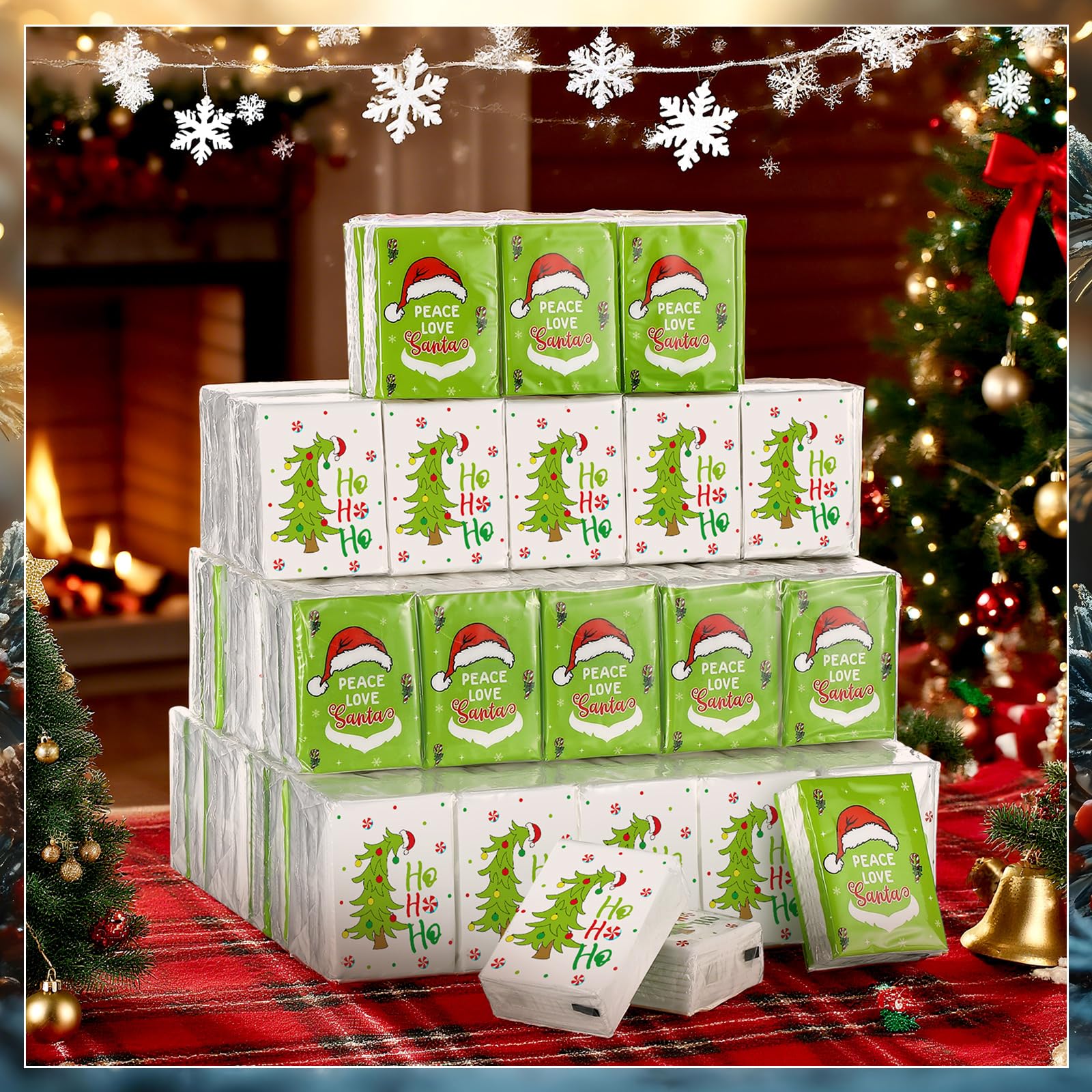 Fourluoo Confezione da 100 fazzoletti tascabili, confezione singola, 3 veli, mini fazzoletti per il viso, formato da viaggio, per estate, autunno, Natale, feste di nozze (stile romanzo)