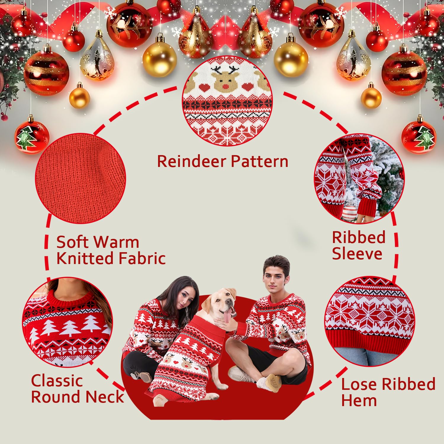 Hunde- und Besitzer-Kleidung, für kleine und mittelgroße und extra große Hunde/Damen/Herren/Besitzer, passende Pullover separat (nur für Menschen, Menschen, L)
