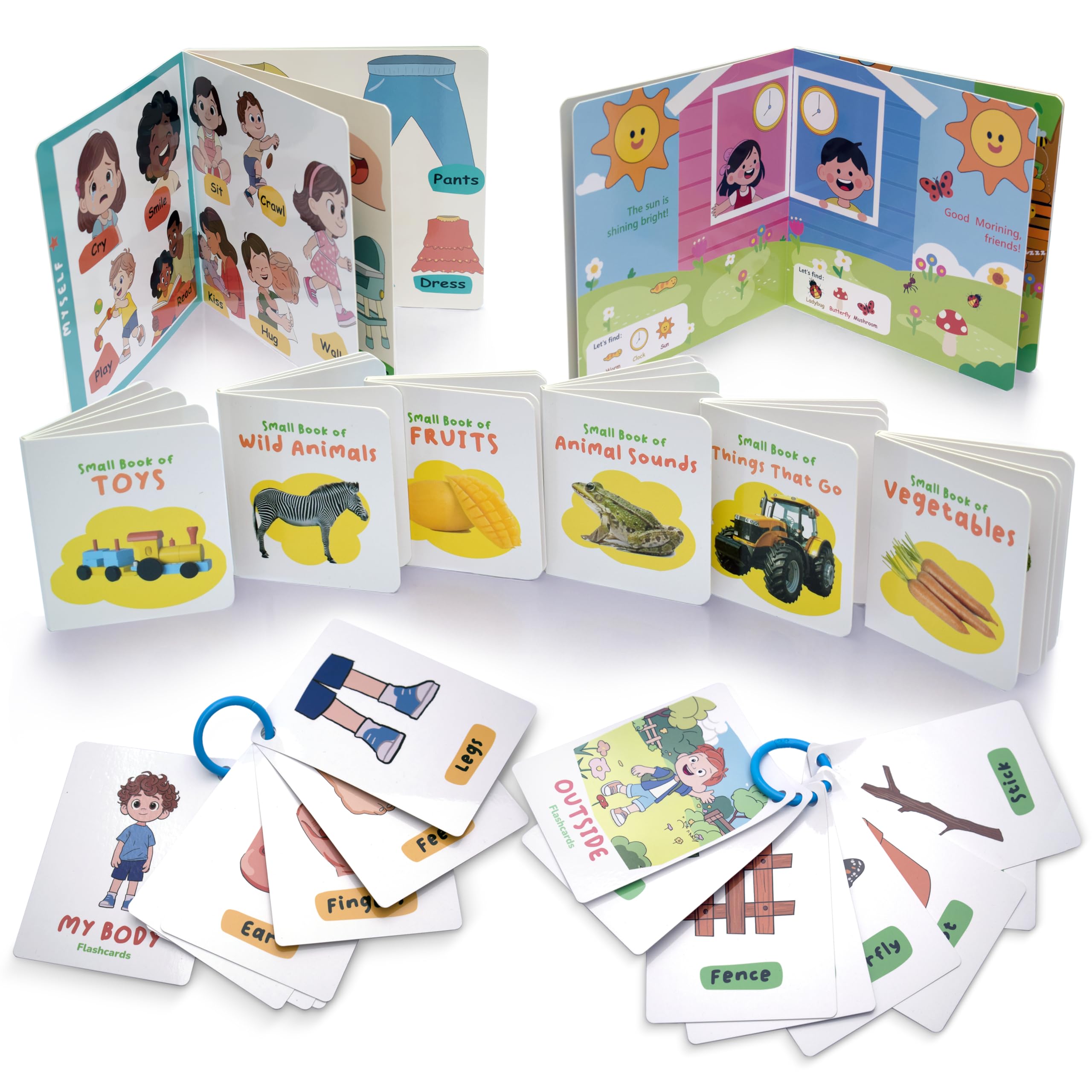 EDUKIDS Little Learners Box – Caja Montessori Educativa 1–3 Años con Libros, Flashcards en Inglés, Tablero de Actividades | Juguete Educativo de Lenguaje y Vocabulario | Regalo Bebé Niño Niña
