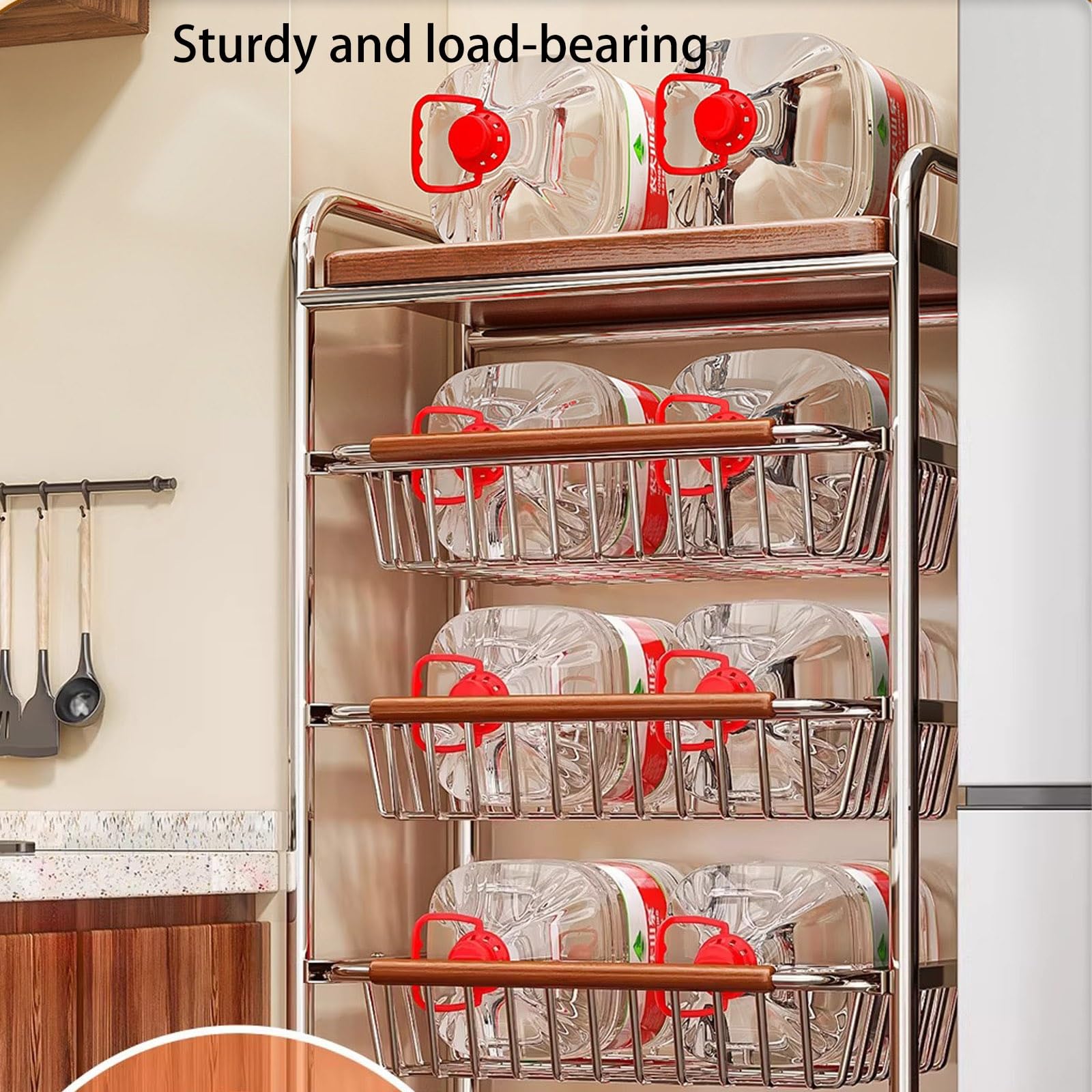 Cesta De Frutas Metal 5 Pisos Cestas De Frutas Y Verduras Con Ruedas, Para Almacenar Verduras Y Aperitivos, Estante De Almacenamiento De Frutas En La Cocina
