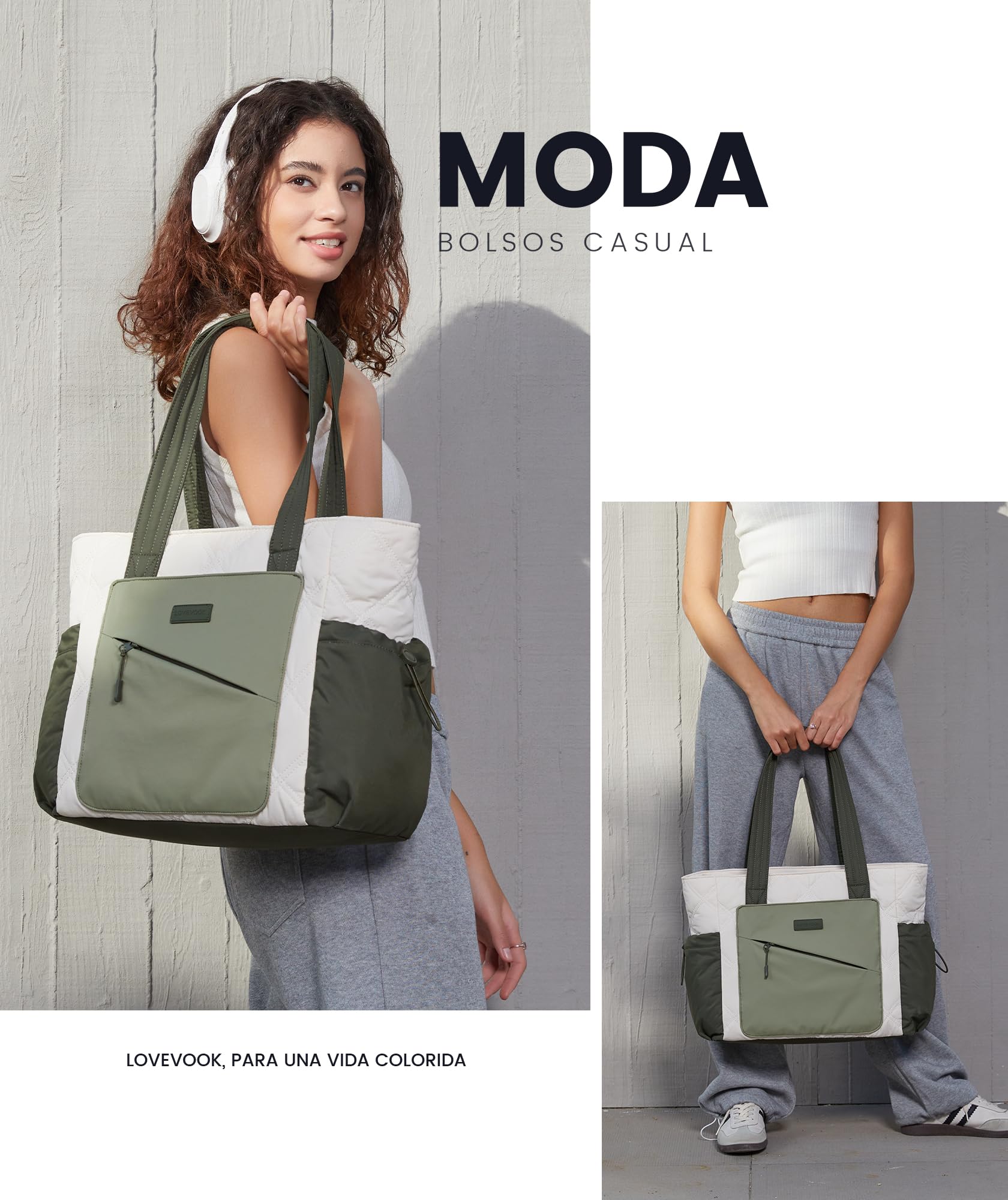 LOVEVOOK Bolso Mujer Grande Bolso Tote Mujer Portatil Trabajo Tote Bag Shopper para Universidad Viaje Oficina Trabajo Escuela
