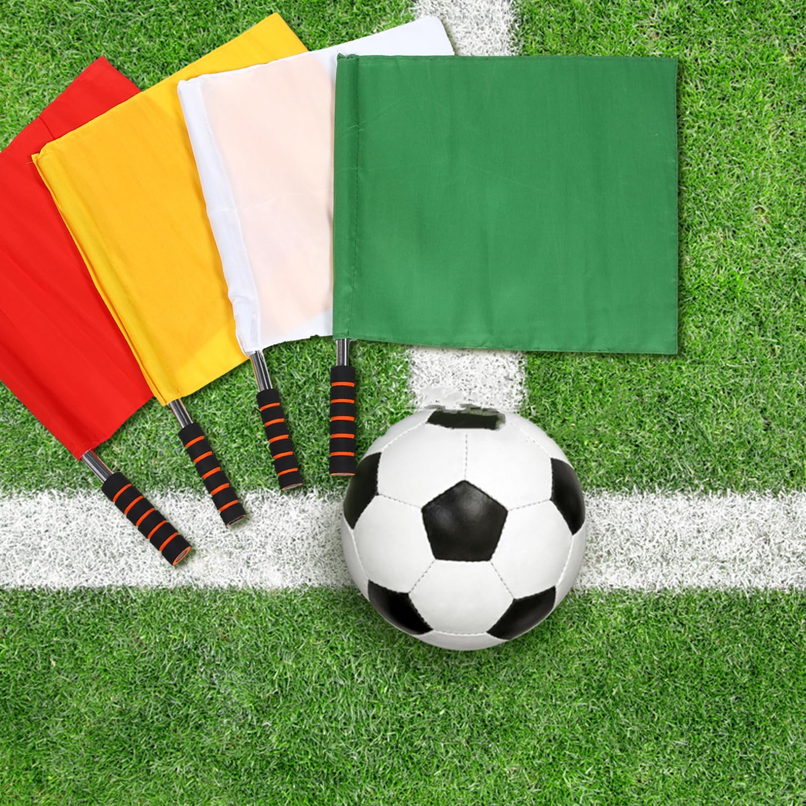 Banderas Diseño de Alta Visibilidad y Poliéster 8 Mango de Acero Inoxidable Portátiles de Árbitro de Fútbol para Competiciones al Aire Libre y Entrenamientos Deportivos