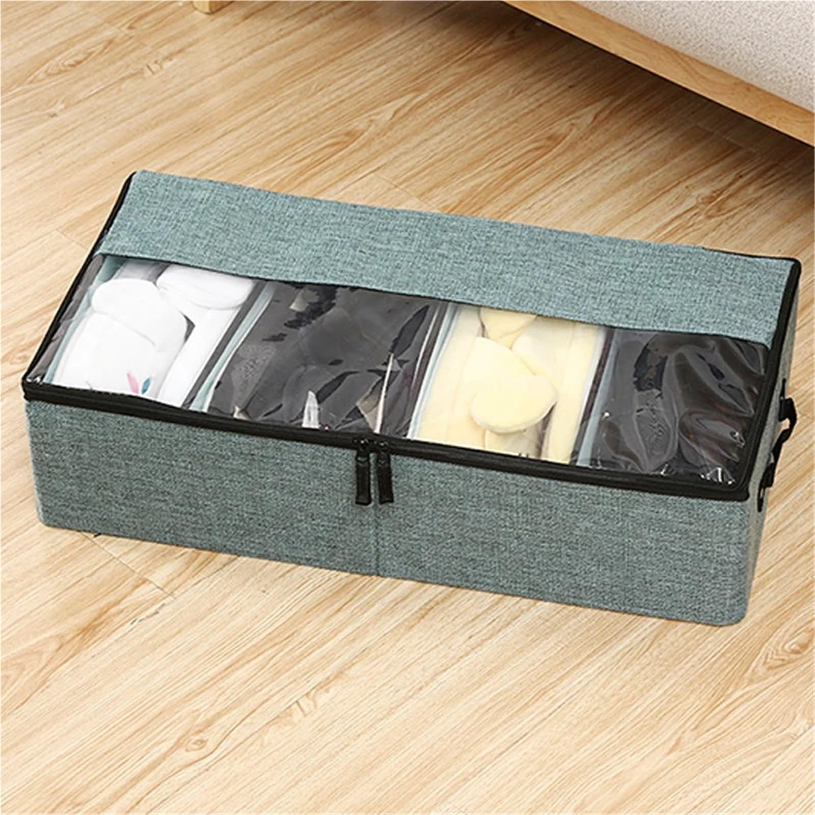 Organizzatore Di Scarpe Sotto Il Letto Scatola portaoggetti pieghevole Scatole portaoggetti for cosmetici, scarpe, vestiti, Scatola portaoggetti lavabile visibile Per Risparmiare Spazio(Dark gray)