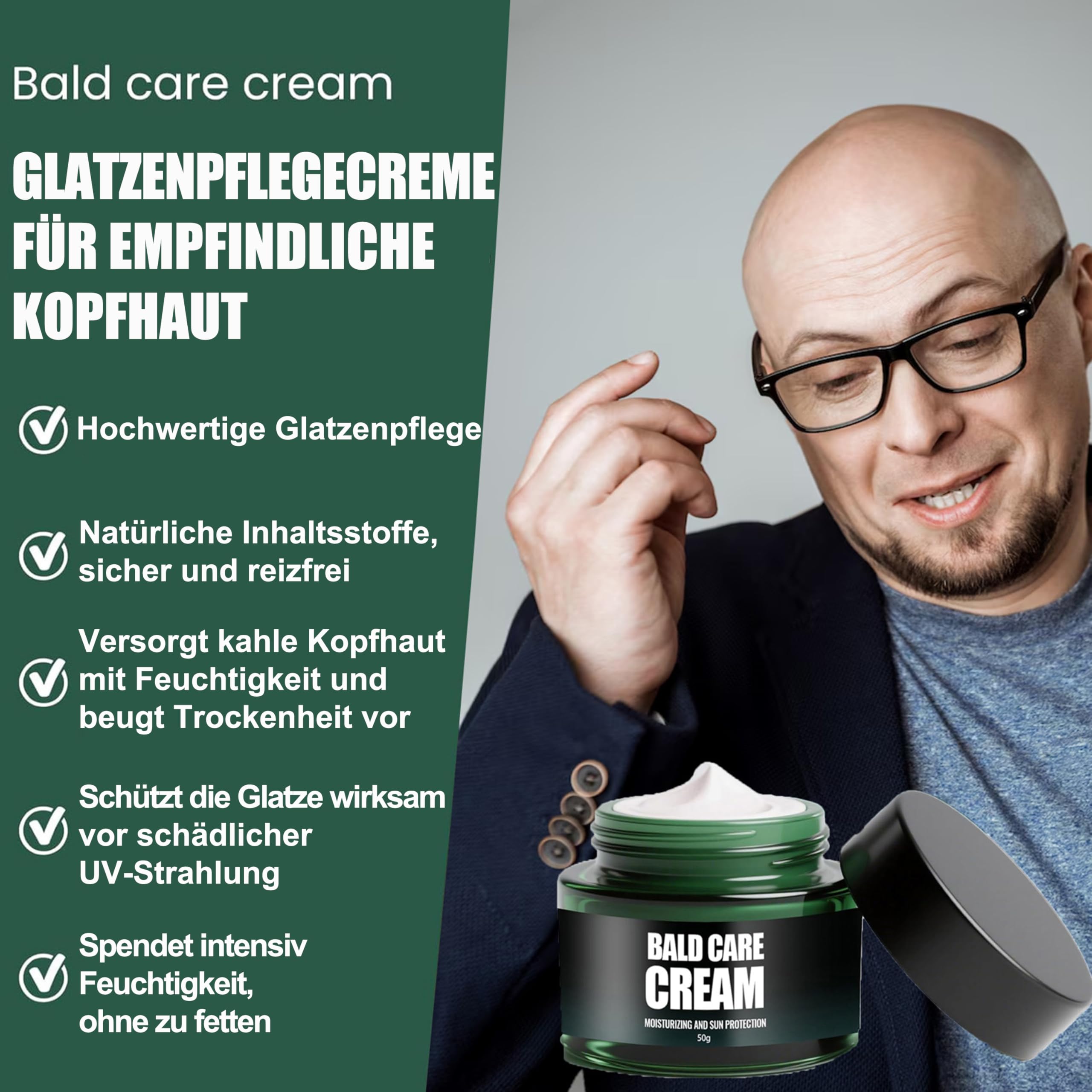 Krem do łysienia – 1 x krem do pielęgnacji skóry głowy, nawilżający, pielęgnujący i pielęgnujący skórę głowy, naturalny krem do łysienia dla mężczyzn, krem do pielęgnacji włosów