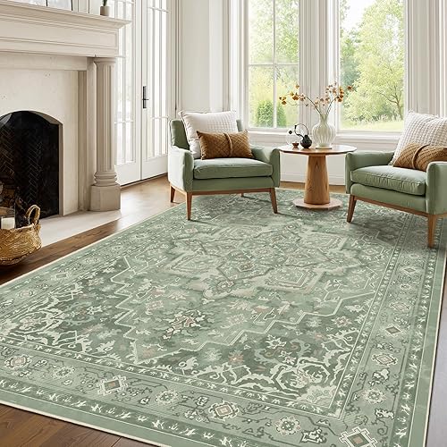 Miniatura 120 de Alfombras Redondas Beige de 4 pies, Alfombra Circular Pequeña Antideslizante Lavable de Pelo Bajo y Fina para Entrada, Cocina, Comedor, Alfombra