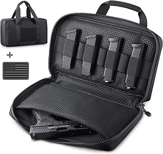 LIVANS Tactical Pistol Gun Case Bag for Handguns, Gun Range Bag Hand Gun Case for Pistols Soft Gun Carrying Case with Lockable Zipper Padded Firearm Case for Shooting Range
