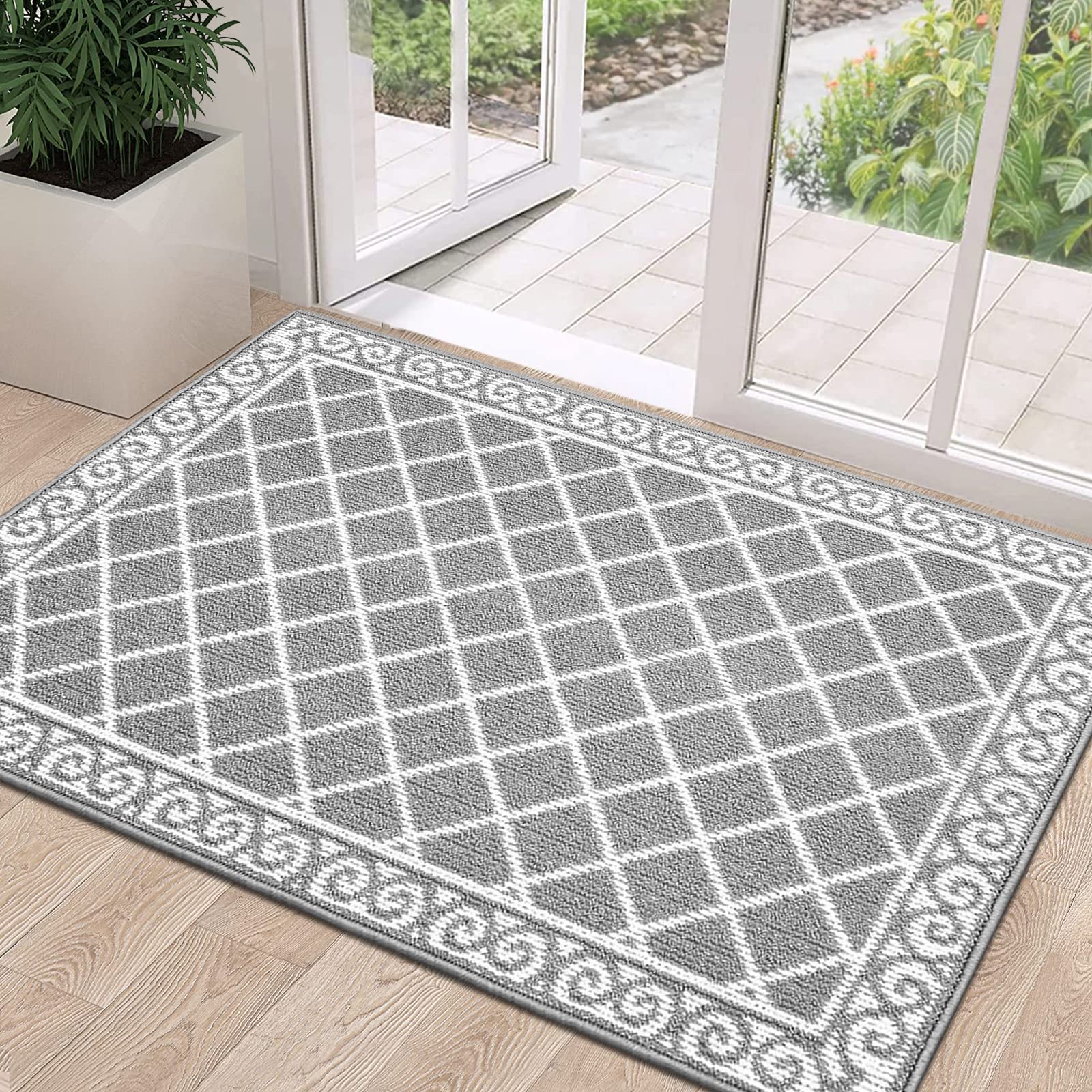 HEBE Indoor Door Mat 32"x48" Non Slip Front Door Welcome Mats Washable Shoe Mats Dirt Trapper for Entryway Low Profile Kitchen Carpet for Entrance