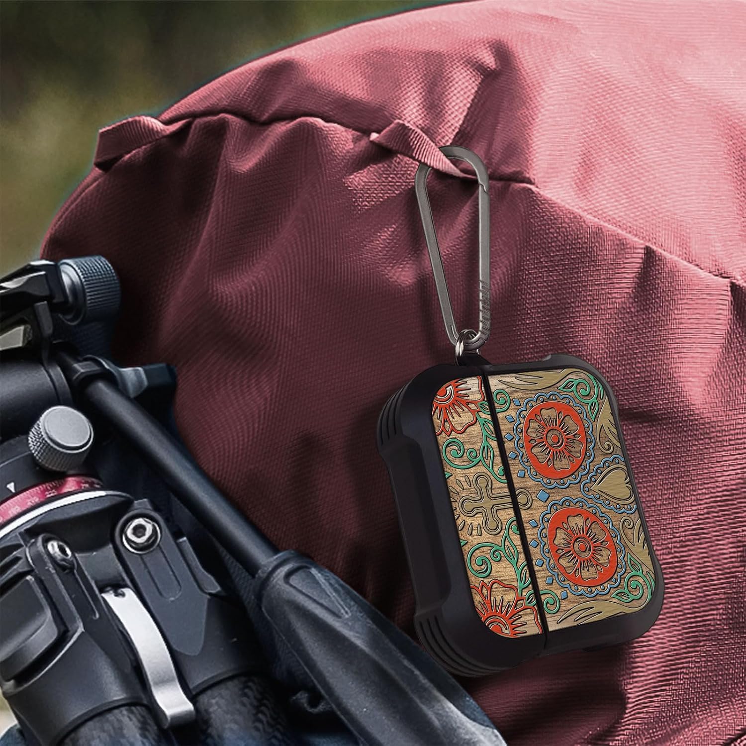 for AirPods Pro 2 Case, Shockproof Cover with Quick Released Keychain, Compatible with Airpods Pro Case 2nd / 1st Generation (2023/2022/2019), Hand-Drawn (Sugar Skull) Walnut