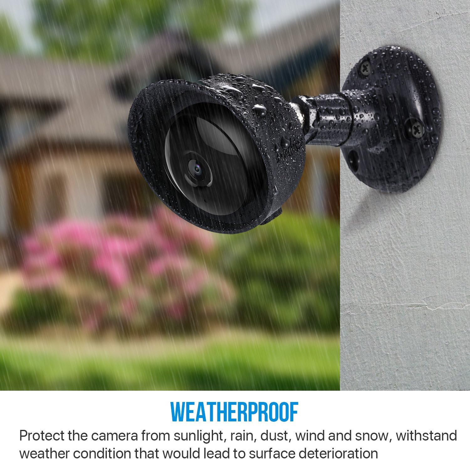 Adjustable Durable Plastic Wall Mount Outdoor Indoor Bracket and Silicone Cover Skins Protective Case for Yi Home Camera 1080p/ 720p (Black, 1 Pack)