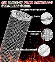 Vista 4 de Cesta de Parrilla Rodante para Verduras Accesorios de Parrilla Red Tubular para Barbacoa Juego de Herramientas Jaula para Barbacoa Exterior Plana