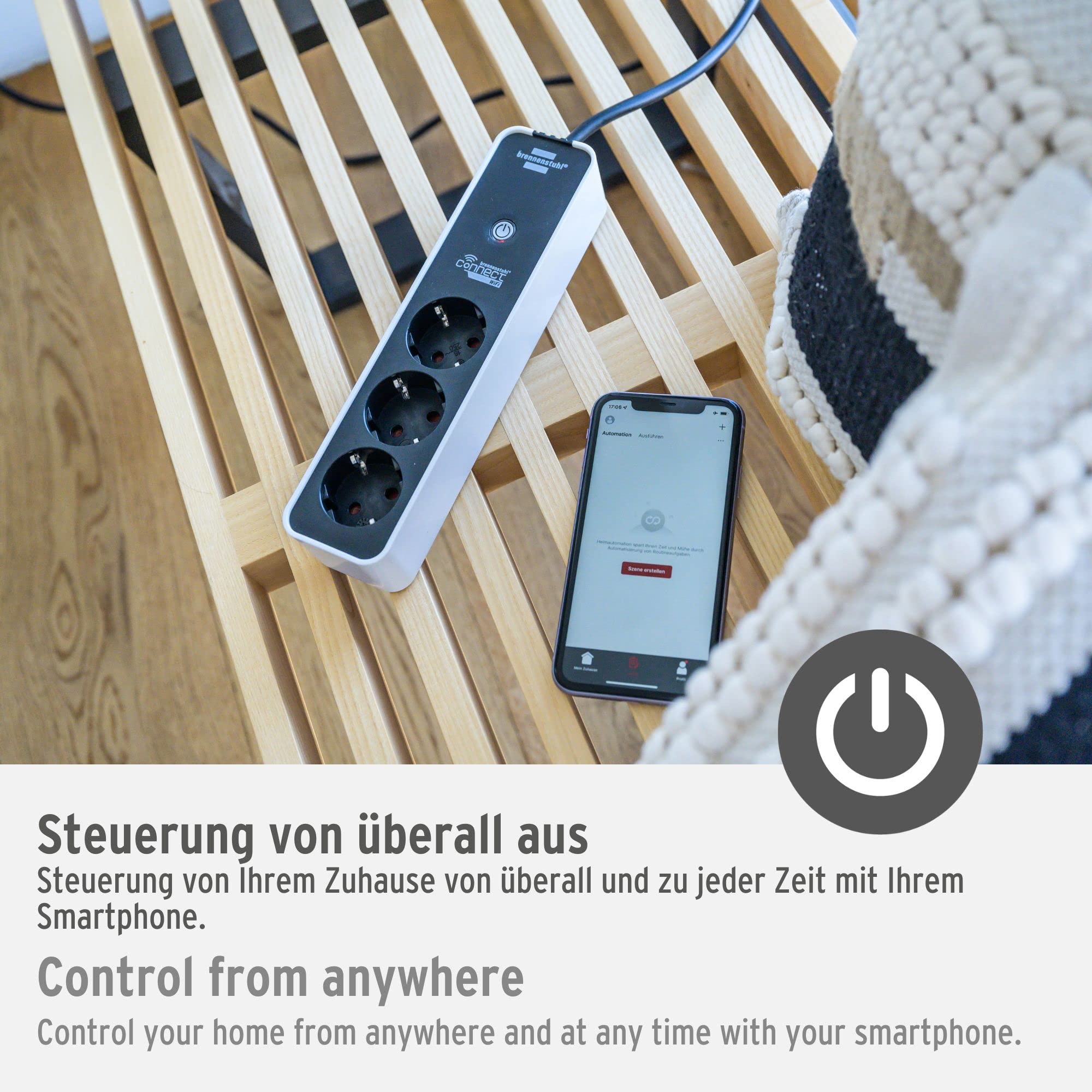Brennenstuhl Presa multipla Connect Ecolor WiFi a 3 bianco/nero